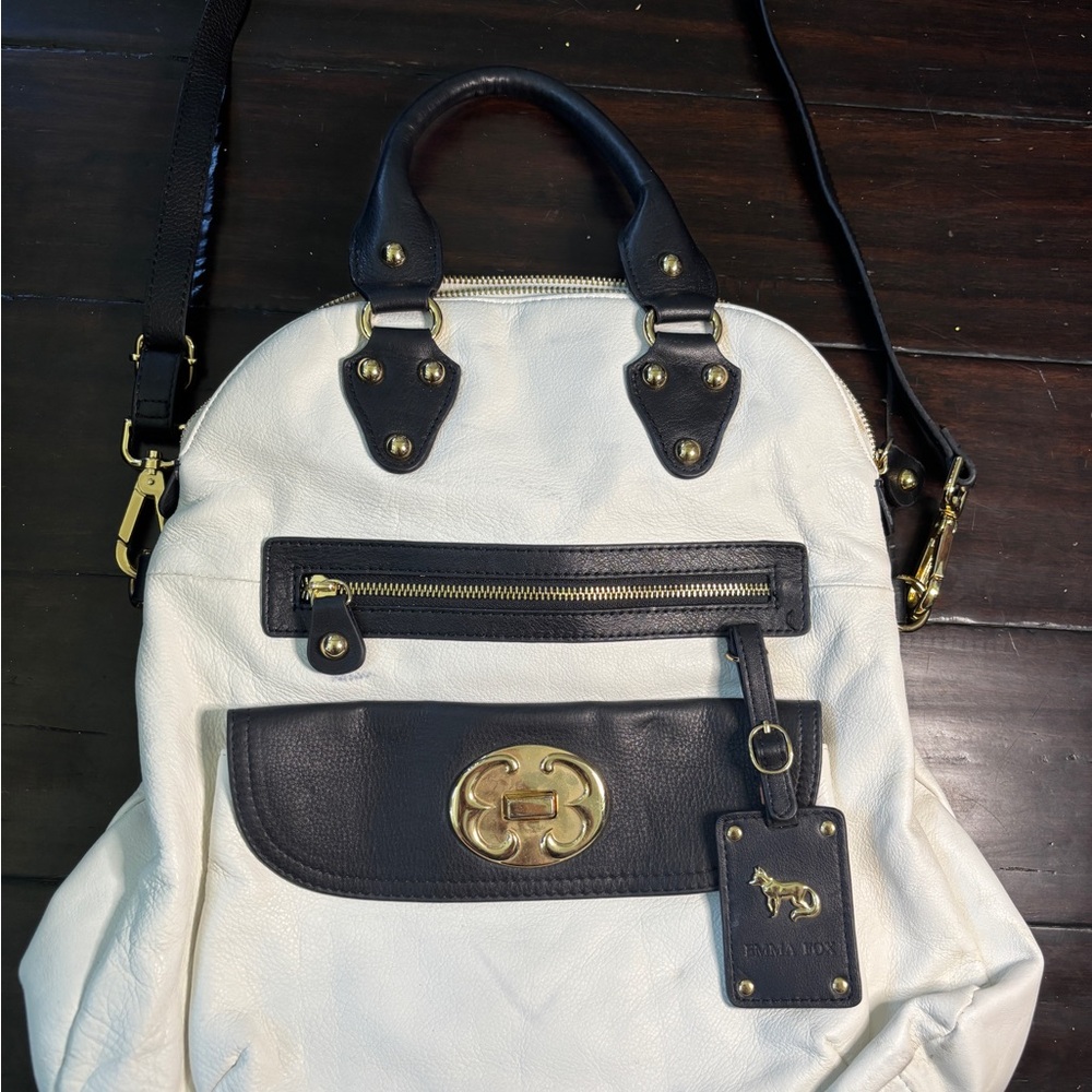Emma Fox Cream and Black Hobo Bag